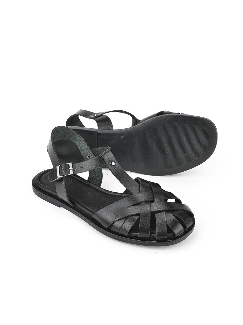 Kadın Hakiki Deri Sandalet 1511010Z07 Siyah-3