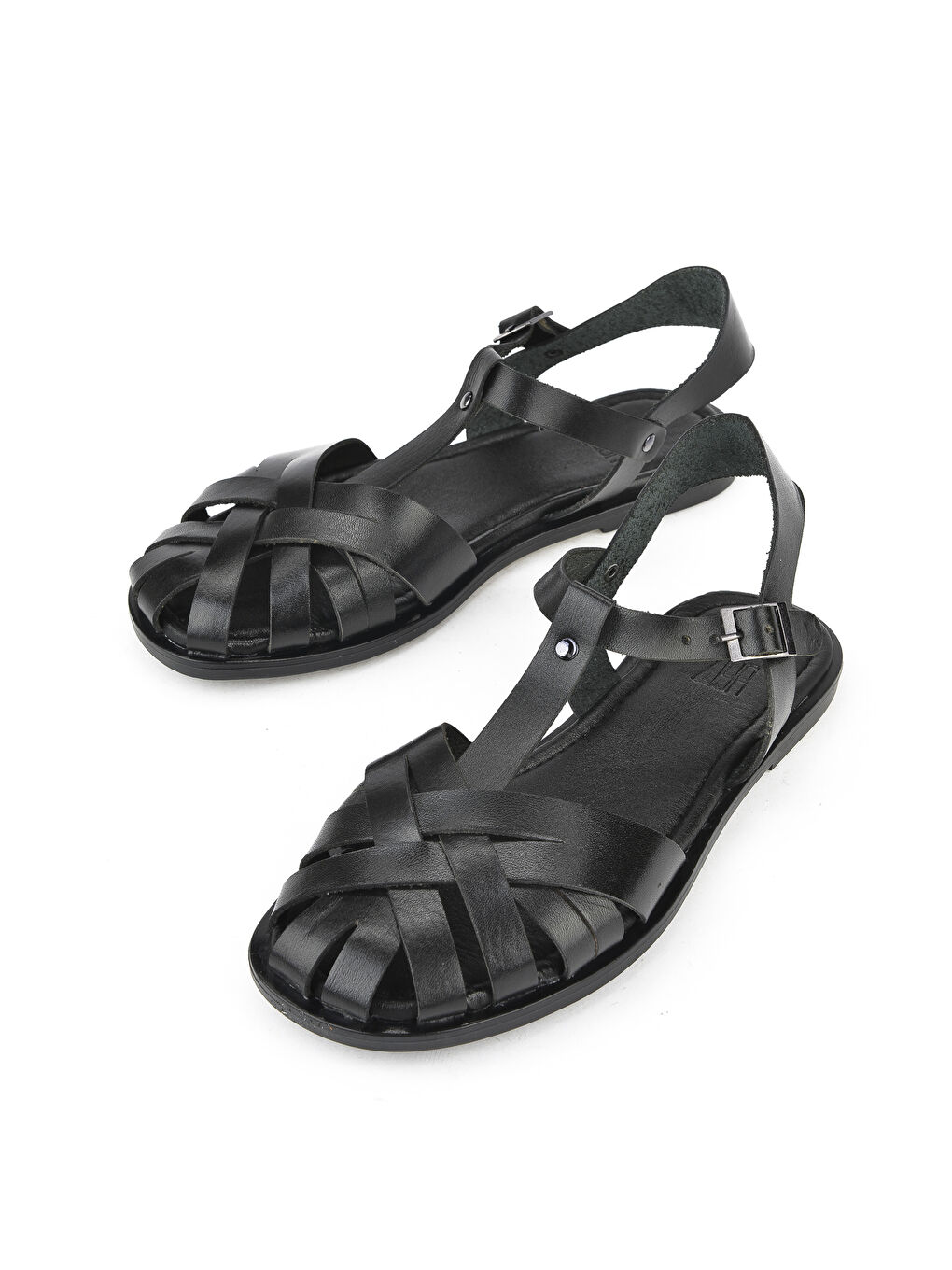 Kadın Hakiki Deri Sandalet 1511010Z07 Siyah-4