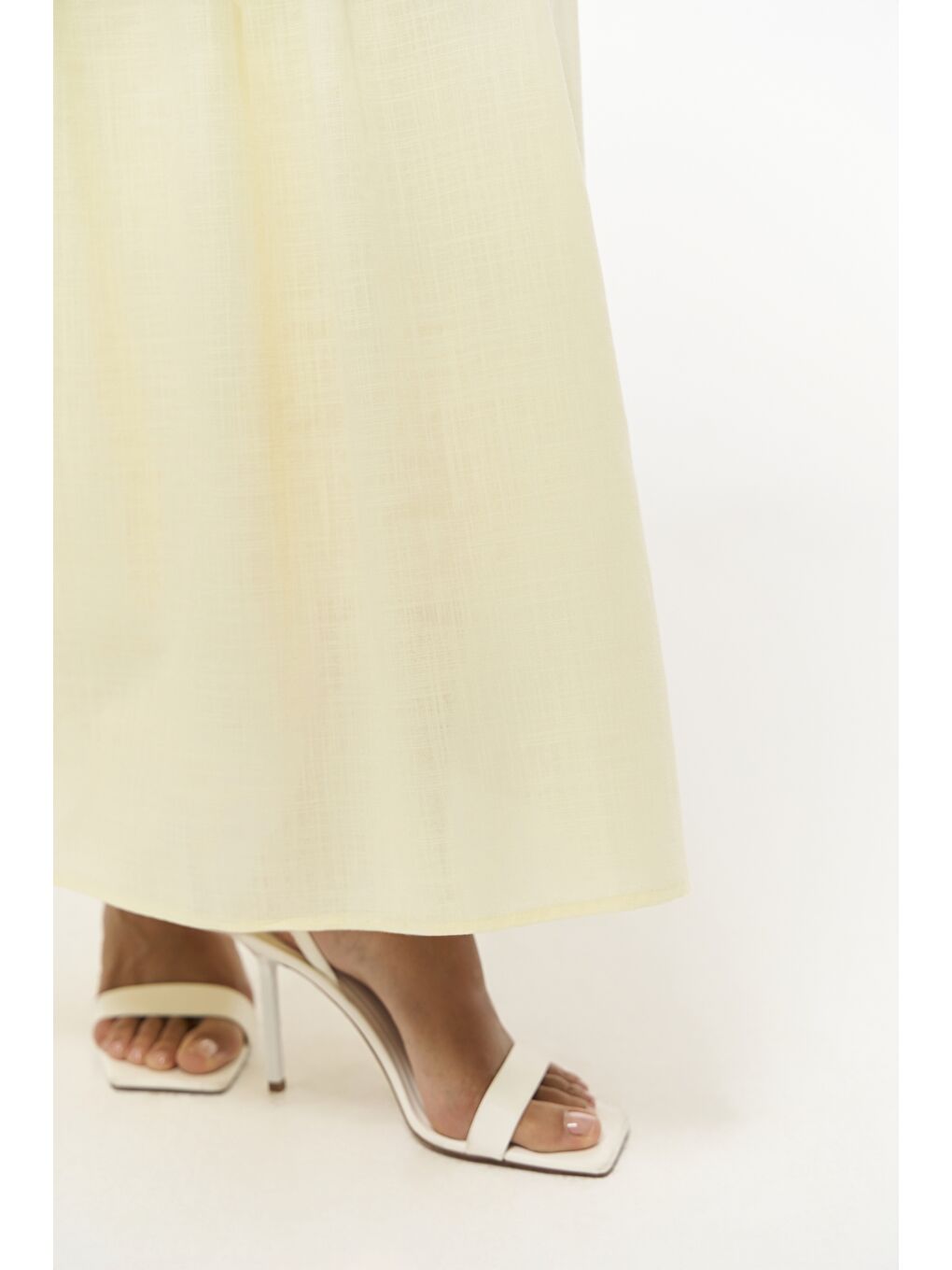 Sera Pile Detay Sarı Uzun Etek-7