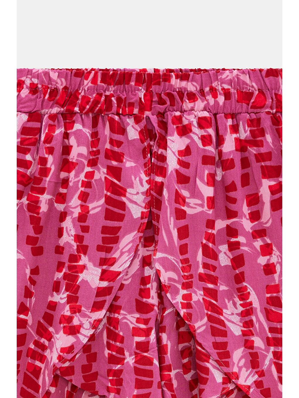 Mor Kadın Beli Lastikli Önü Parçalı Dokuma Şort - Viskon-1