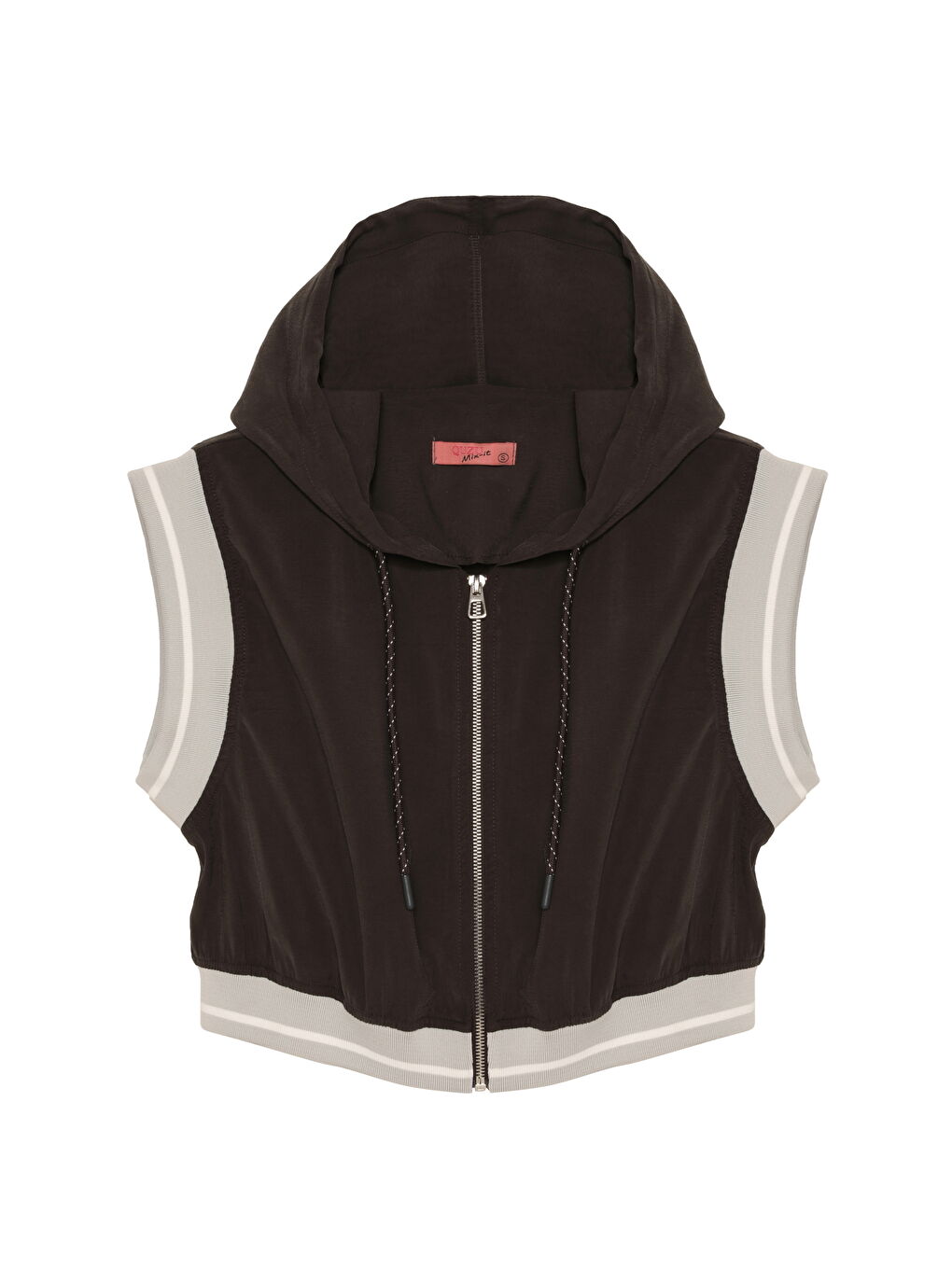 Kapüşonlu Fermuarlı Kolsuz Yelek Ceket Antrasit