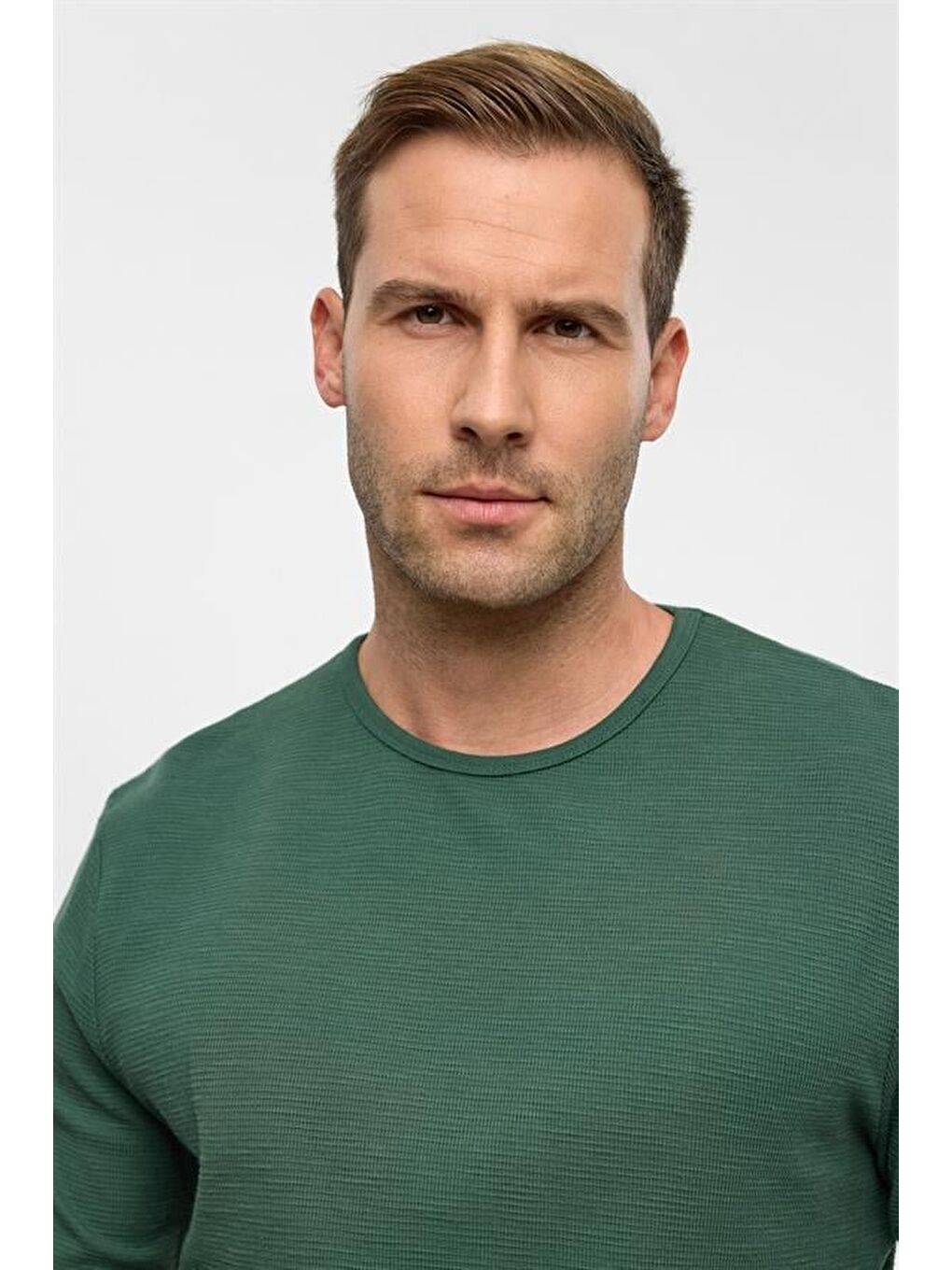 Yeşil Slim Armürlü Bisiklet Yaka Triko-2