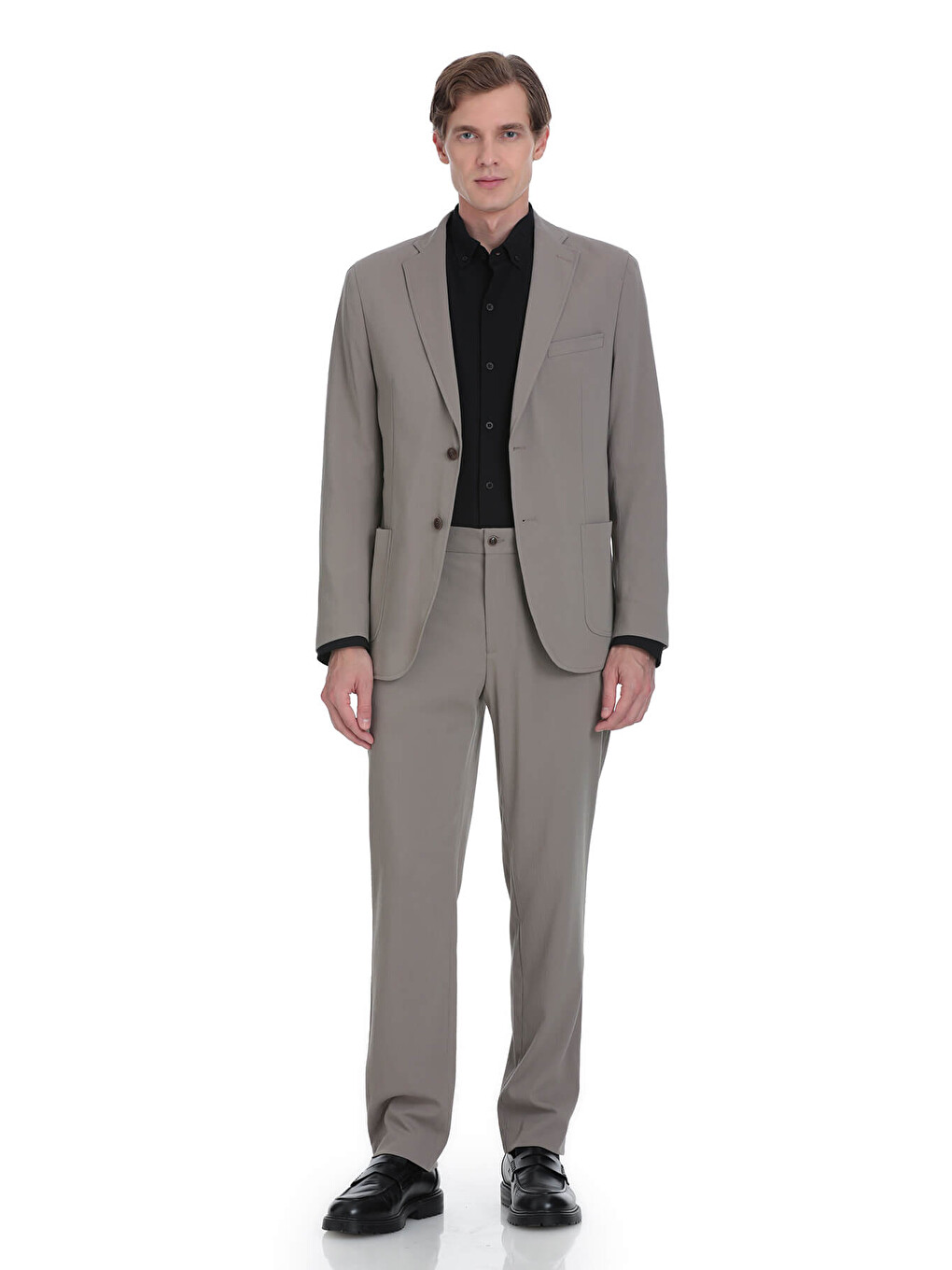 Bej Vizon Slim Fit Mono Yaka Casual Takım Elbise
