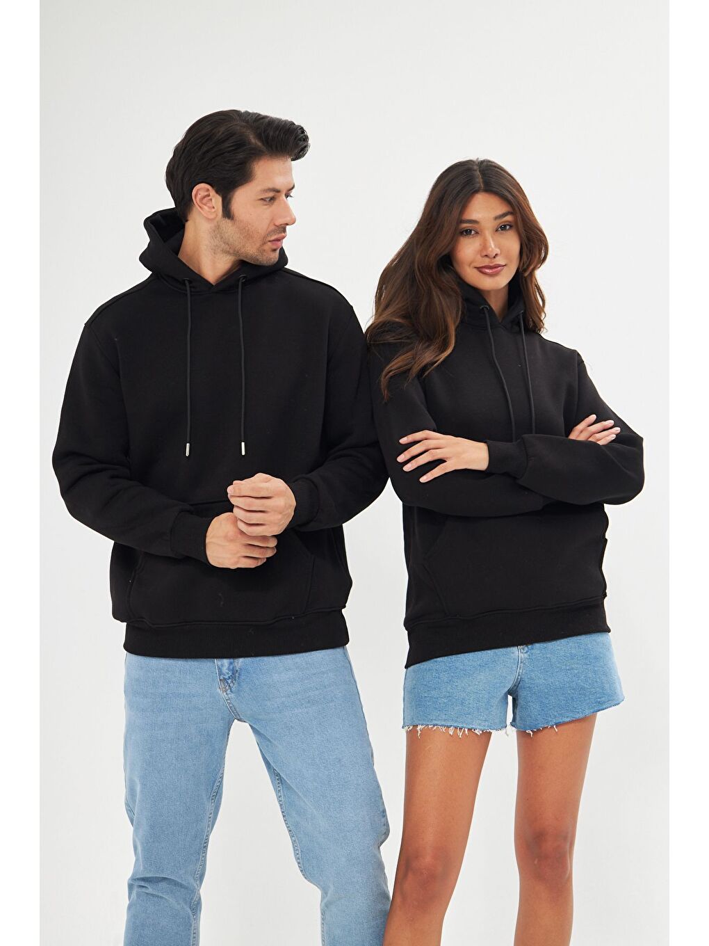 Siyah Unisex Oversize Kanguru Cepli Sweatshirt-2