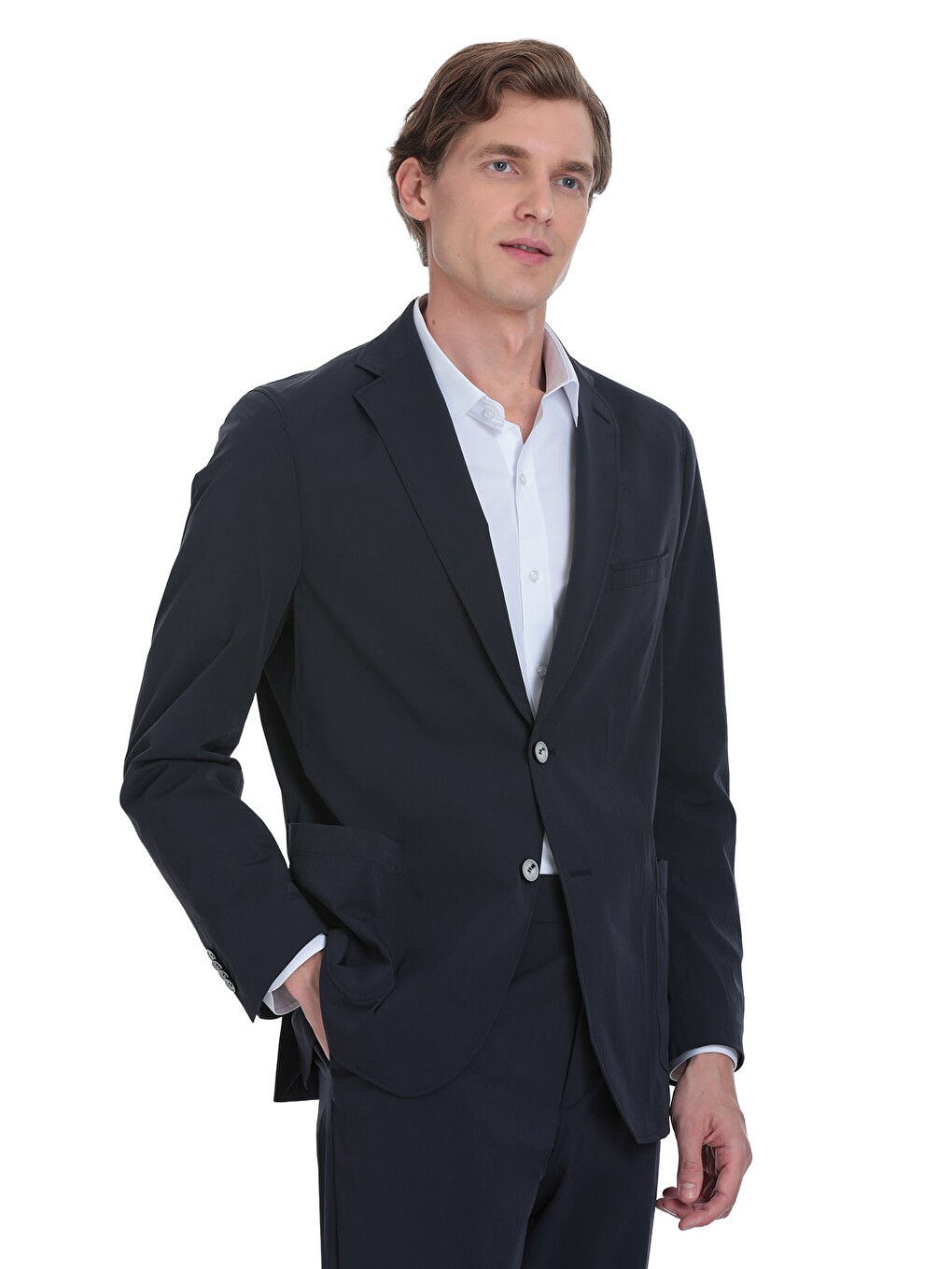 Lacivert Comfort Fit Mono Yaka Casual Takım Elbise-1
