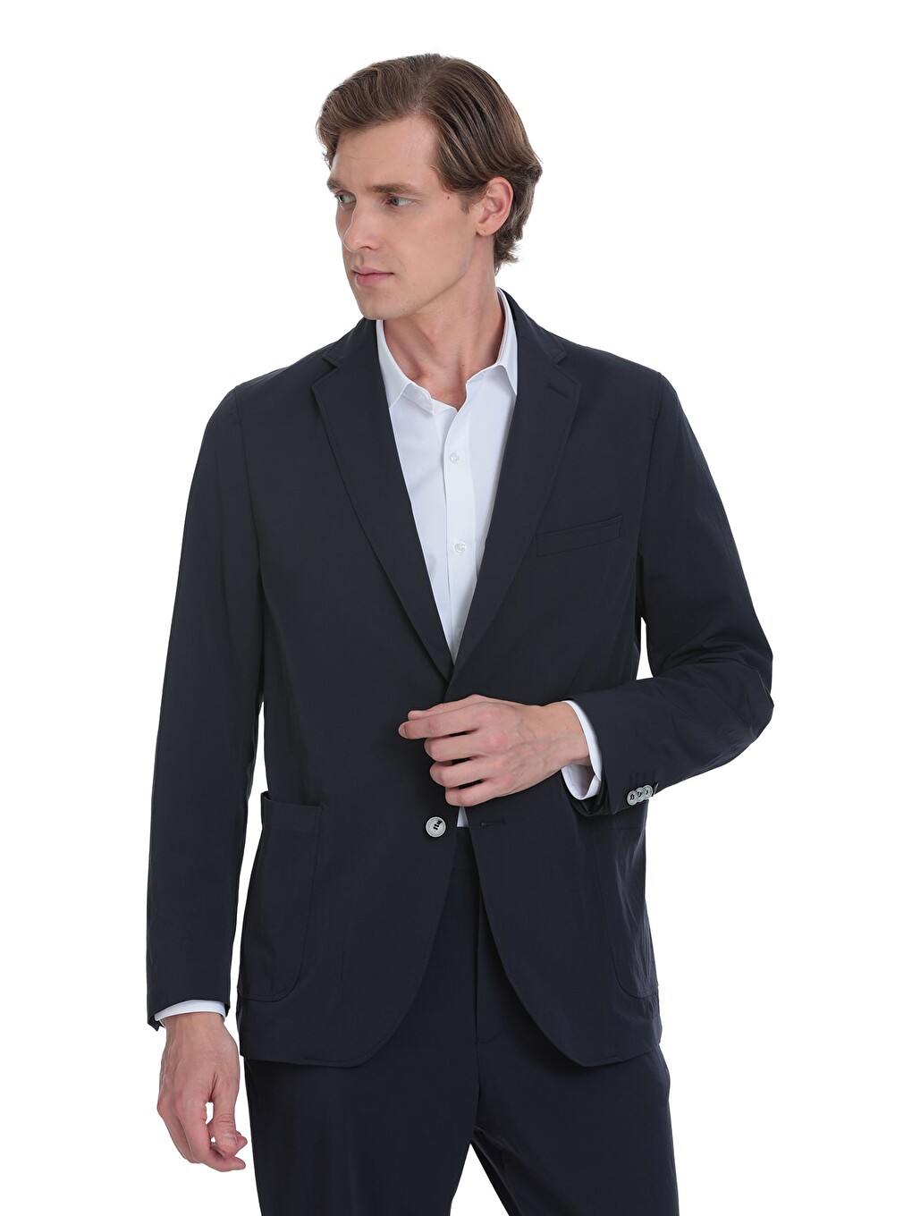 Lacivert Comfort Fit Mono Yaka Casual Takım Elbise-3