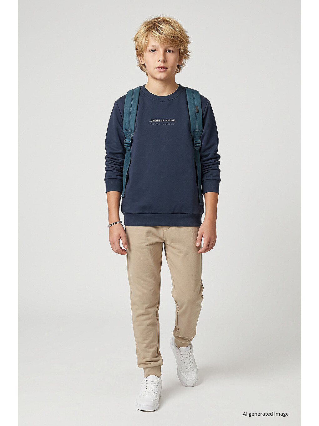 Petrol Standart Fit Baskılı O Yaka Erkek Çocuk Sweatshirt - 11322-2