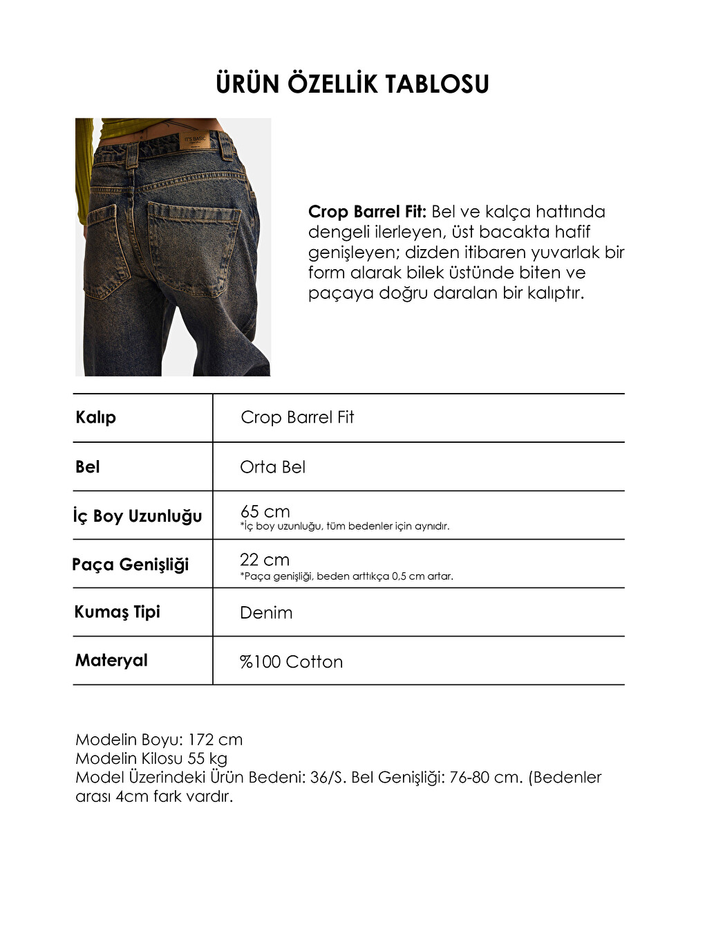 Mavi Kadın T.kot Rengi 2w6-64 Crop Barrel Fit Özel Tasarım Denim Jean-4