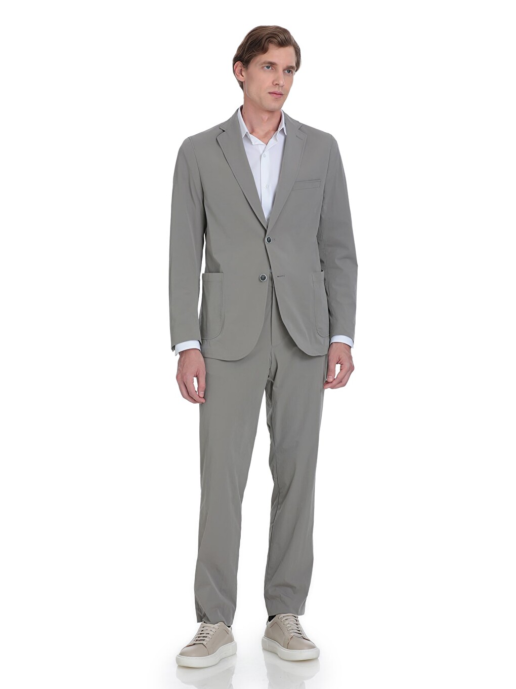 Bej Vizon Comfort Fit Mono Yaka Casual Takım Elbise