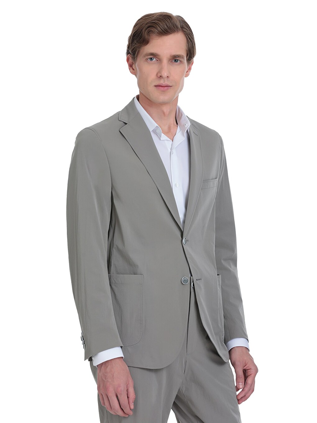Bej Vizon Comfort Fit Mono Yaka Casual Takım Elbise-1