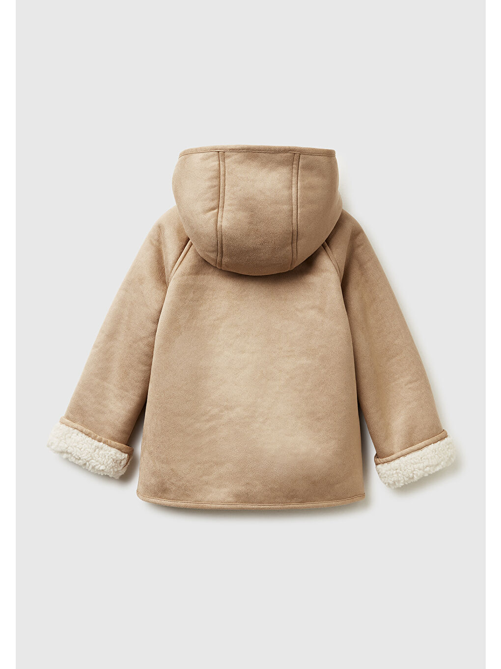 Kahverengi Kız Çocuk Taba İçi Kürklü Önü Düğmeli Cepli Kapüşonlu Suni Deri Ceket-1
