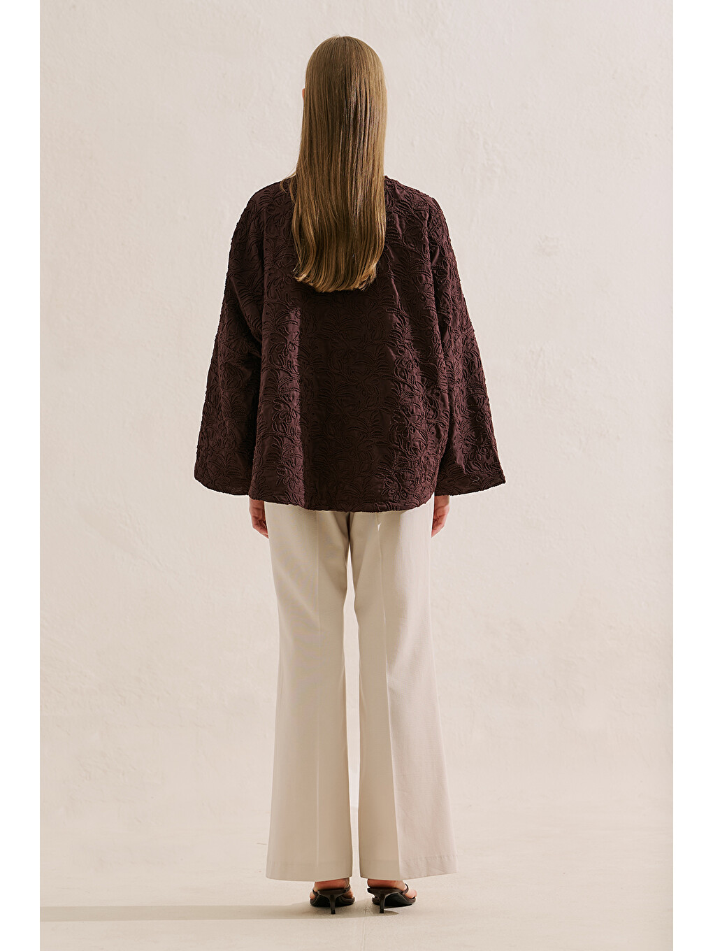 Premıum Nakışlı Kimono Kahverengi-4