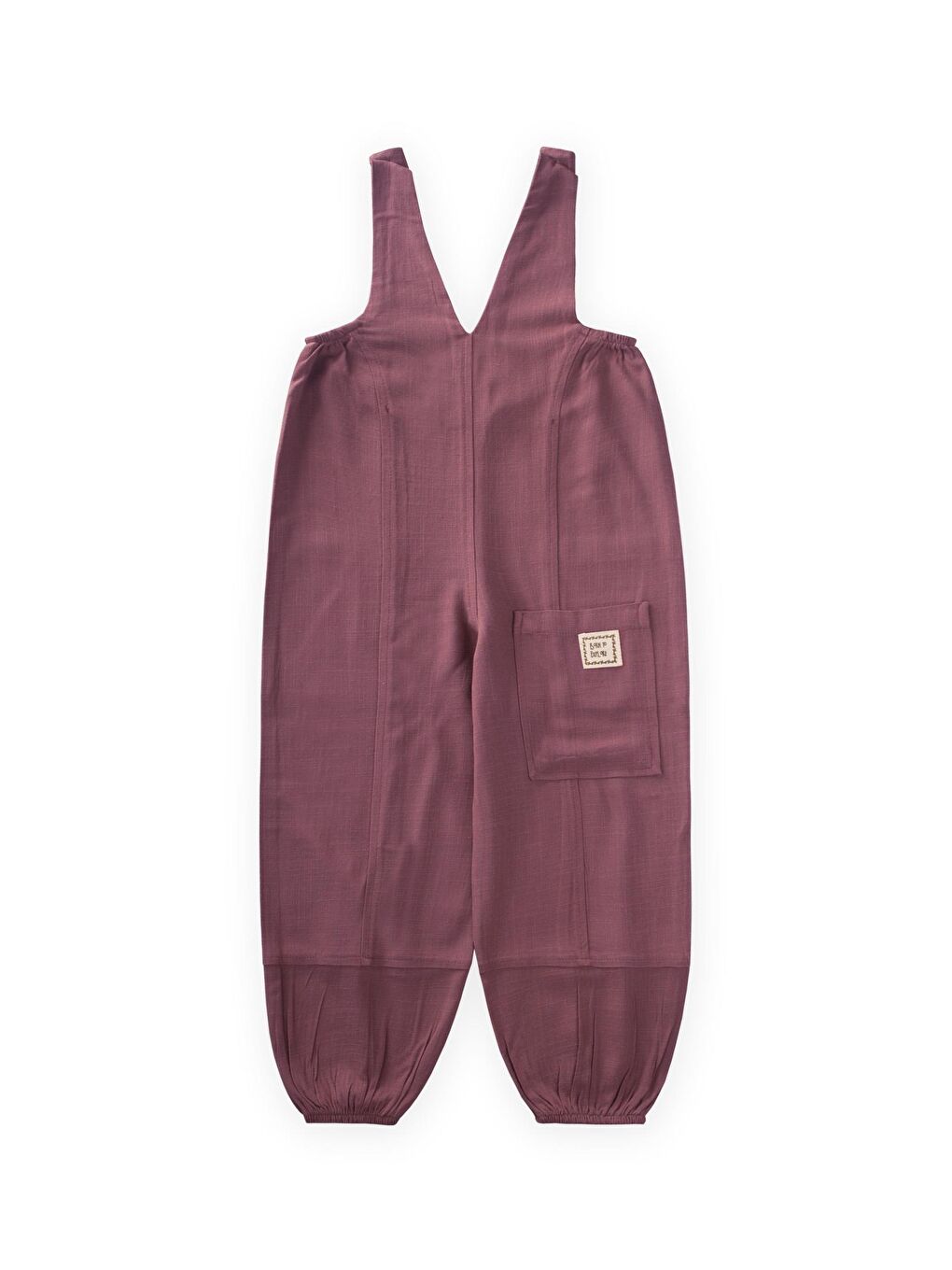 Mürdüm Kız Çocuk V Yaka Keten Salopet