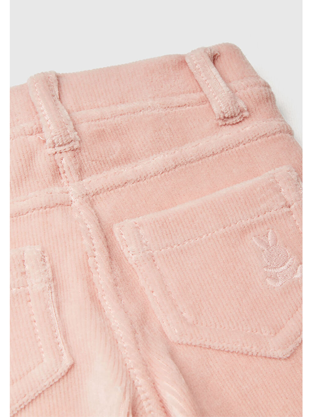 Bebek Toz Pembe Arka Cebi Tavşan İşlemeli Pantolon-2