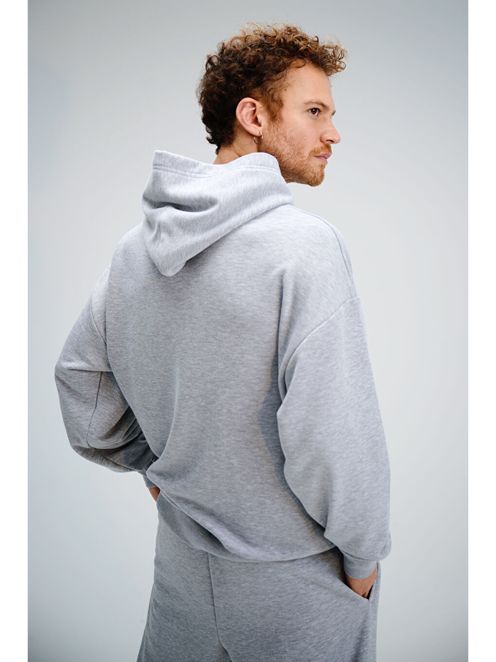 Erkek Timeless Oversize Gri Hoodie Sweatshirt-2