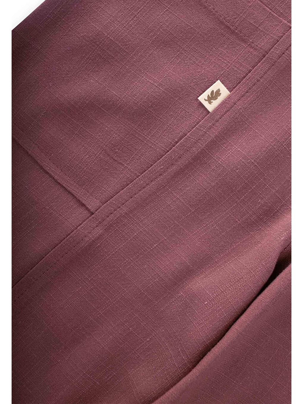 Mürdüm Kız Çocuk V Yaka Keten Salopet-2