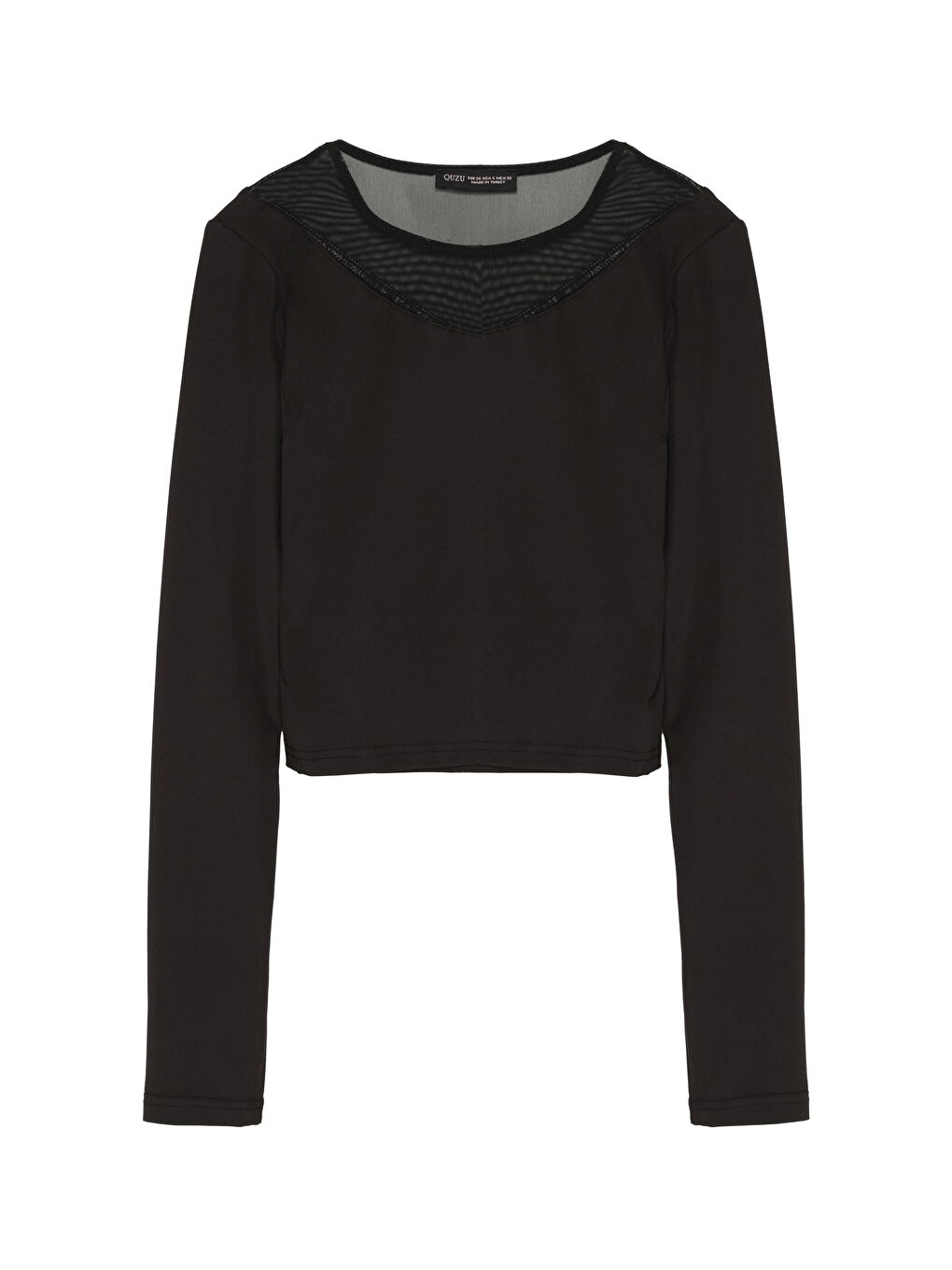 Tül Omuz Detaylı Bluz Siyah