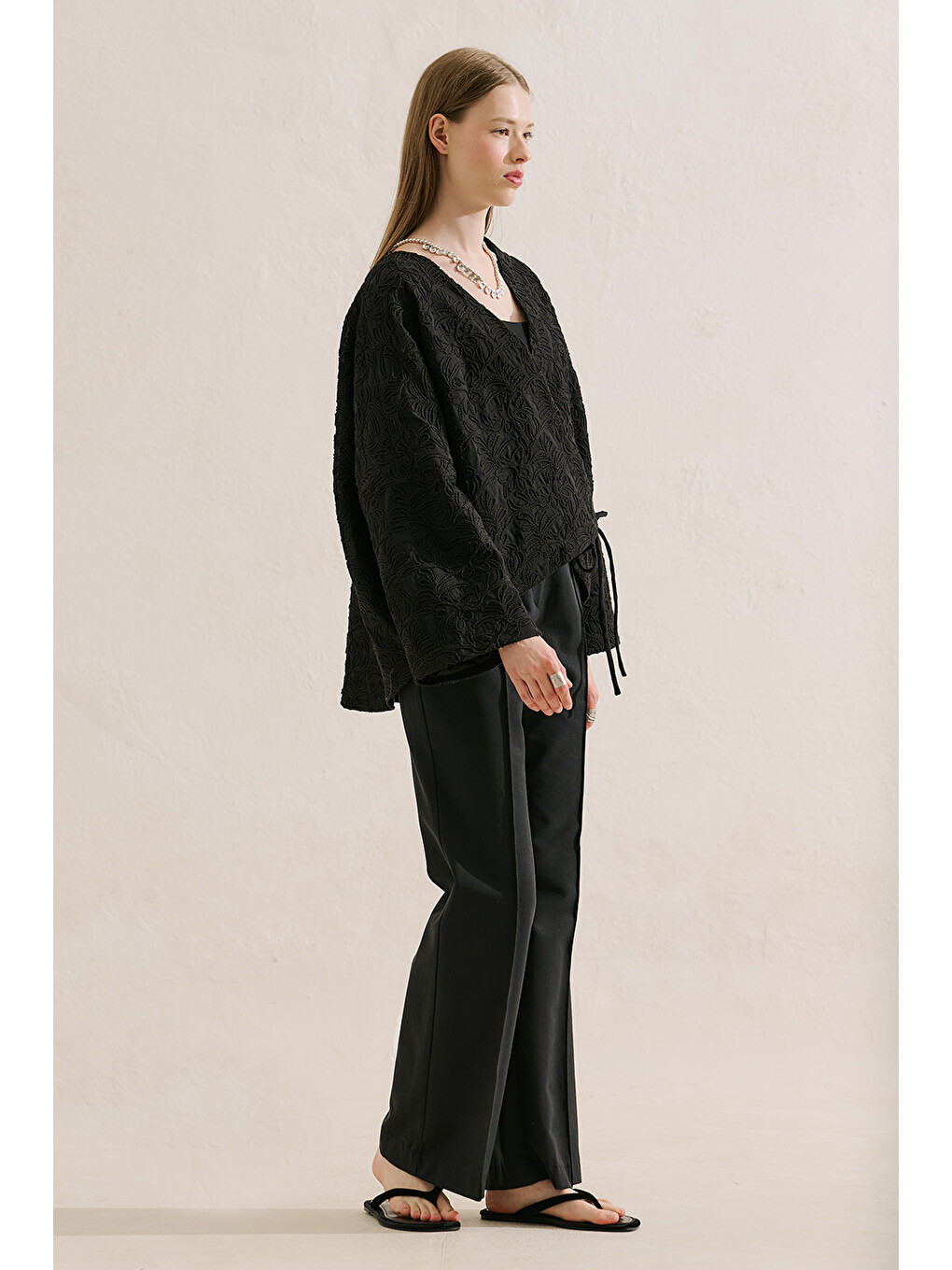 Premıum Nakışlı Kimono Siyah-1