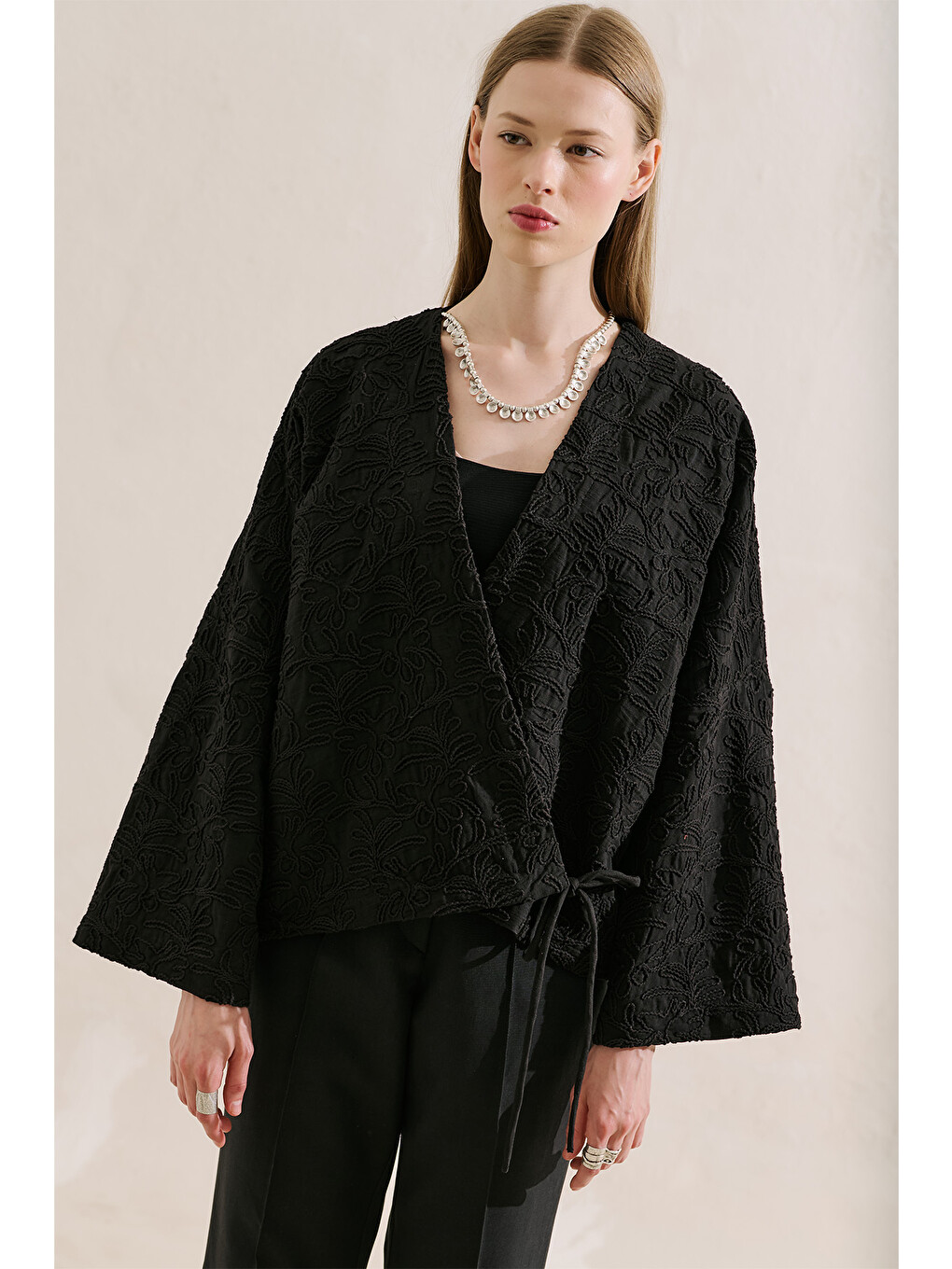 Premıum Nakışlı Kimono Siyah-2