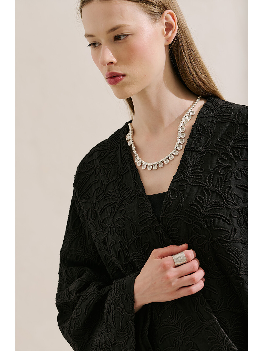 Premıum Nakışlı Kimono Siyah-3