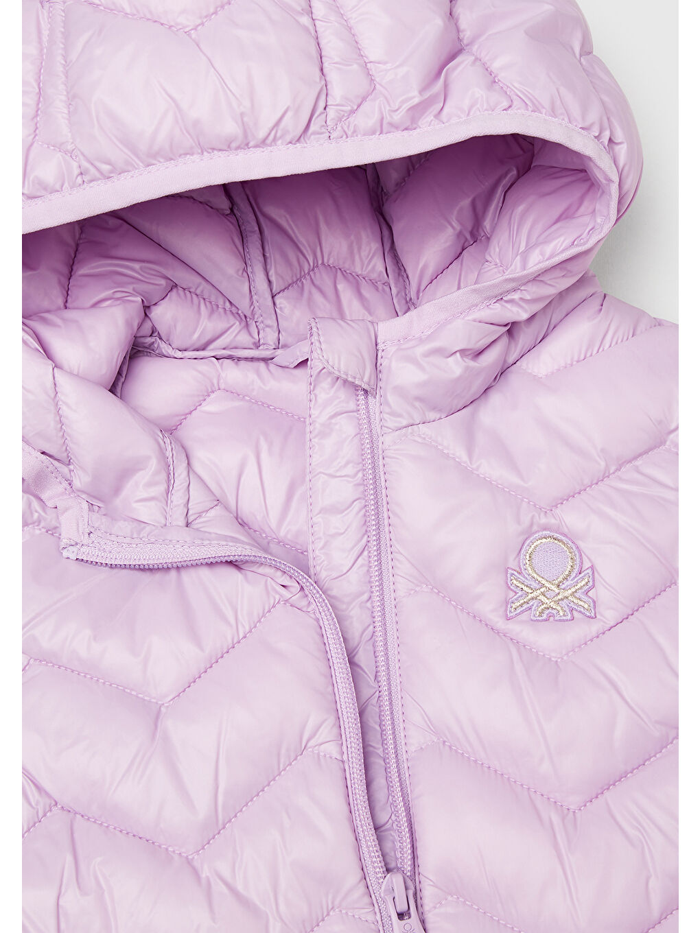 Kız Çocuk Lila Simli Logo İşlemeli Kapüşonlu Yelek-2