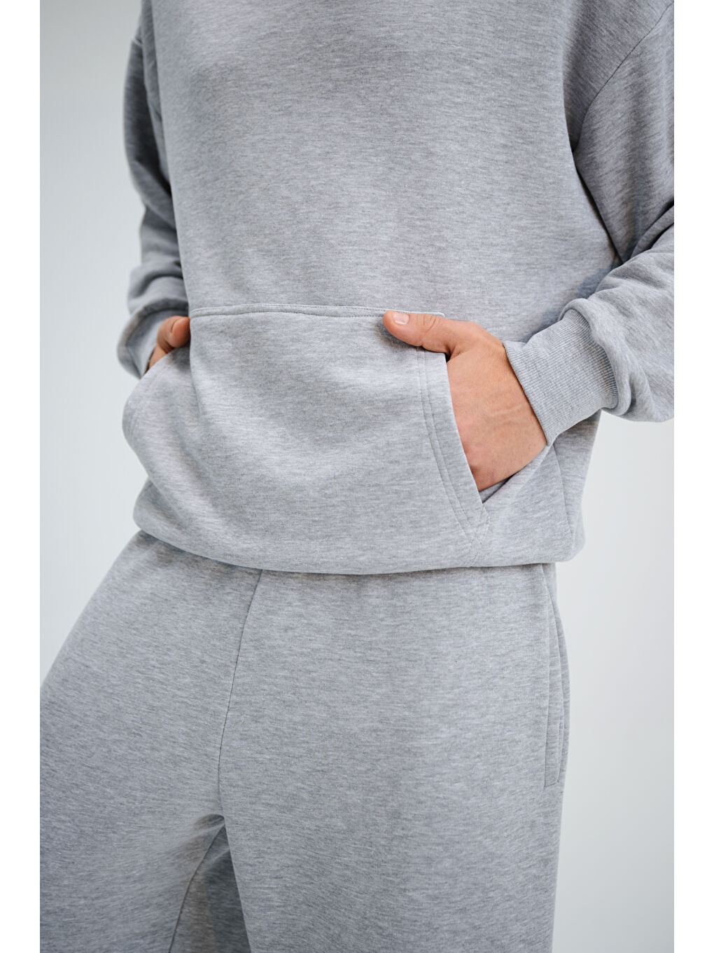 Erkek Timeless Oversize Gri Hoodie Sweatshirt-3