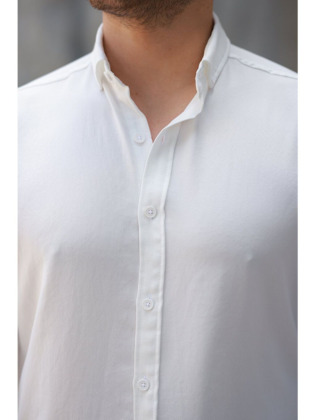 Beyaz Erkek Uzun Kollu Gömlek-2