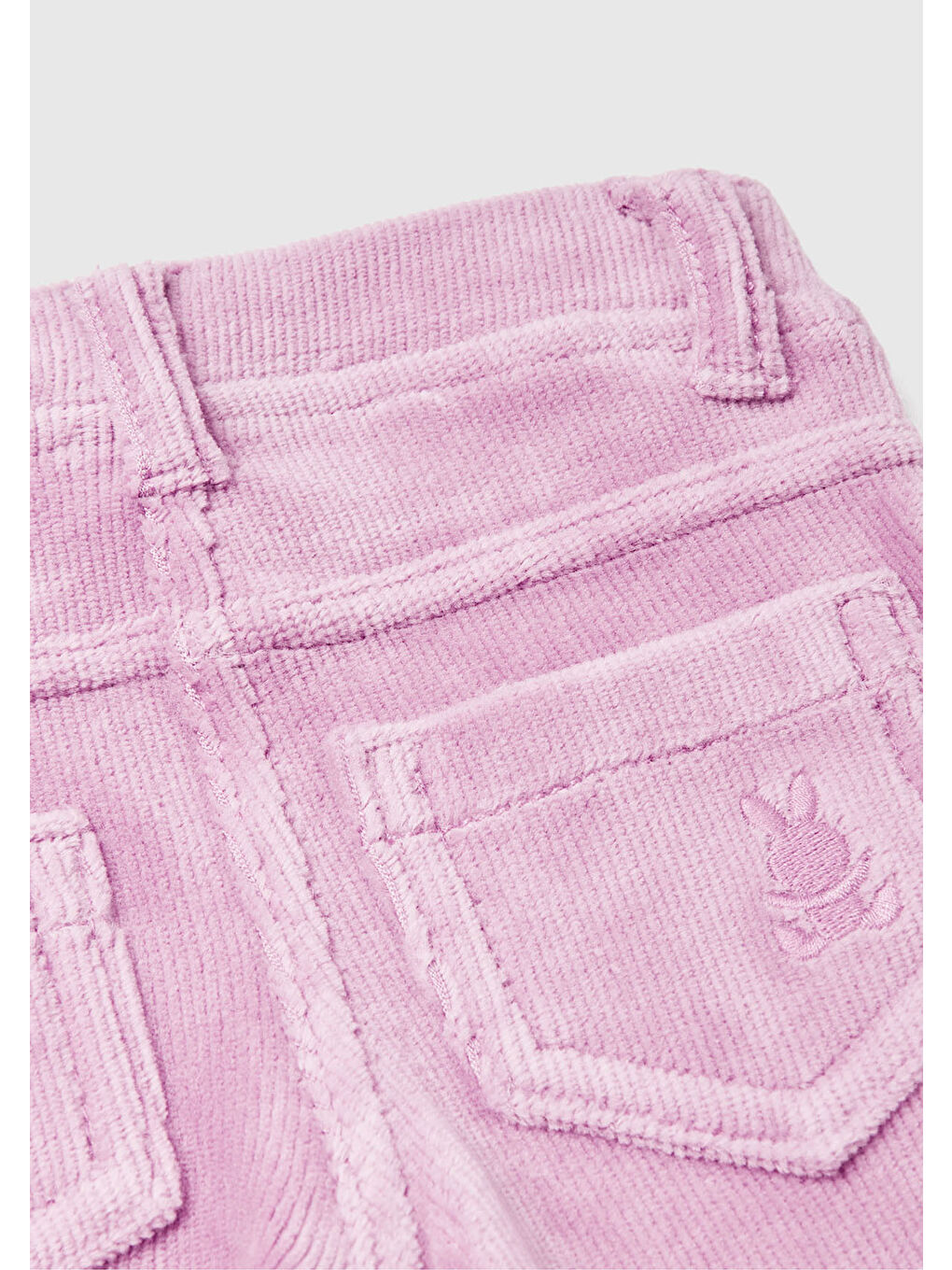 Bebek Lila Arka Cebi Tavşan İşlemeli Pantolon-2