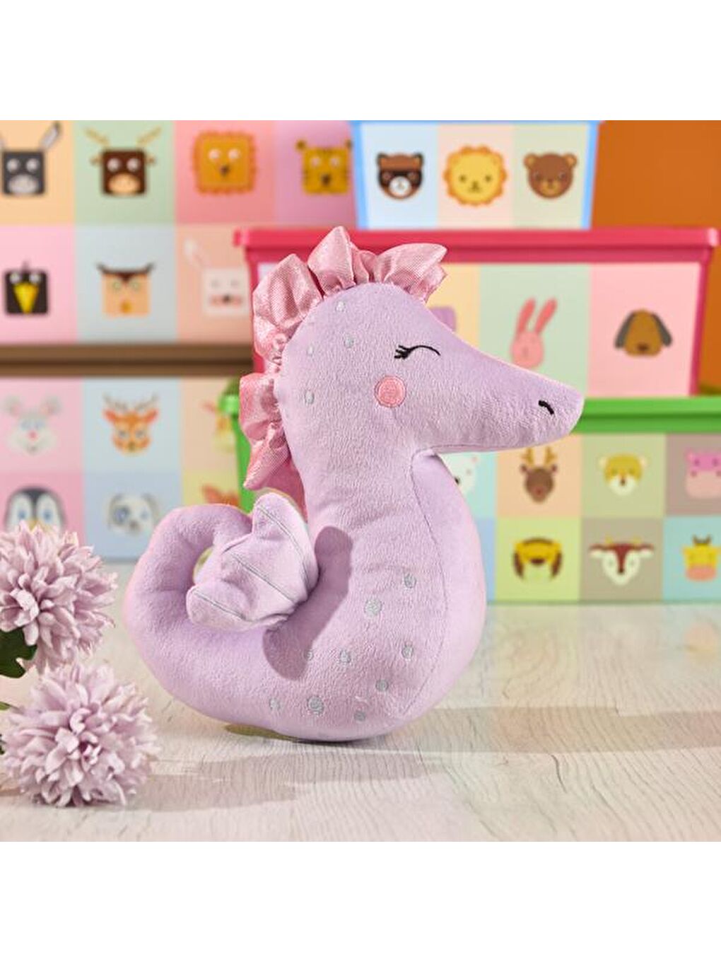 Soft Deniz Atı Figürlü Yastık - Lila - 16x24 cm-4