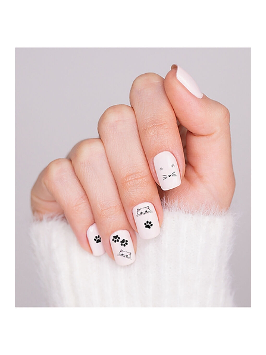 Çok Renkli  Kedi Temalı Kız Çocuk Tırnak Sticker-1