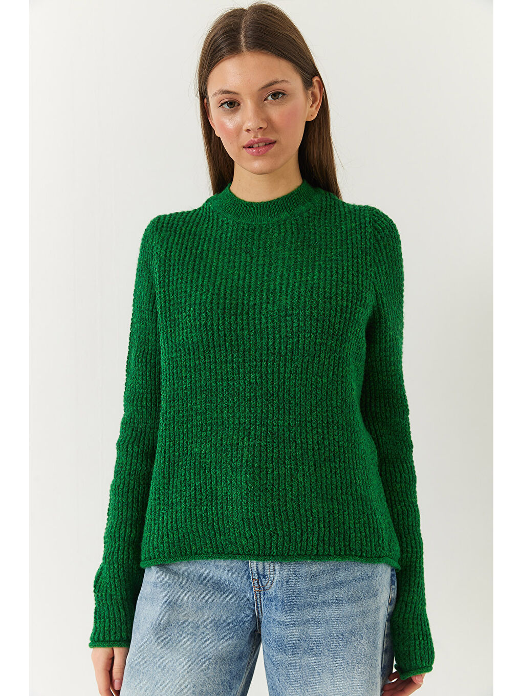 Yeşil Kadın Triko Kazak-2