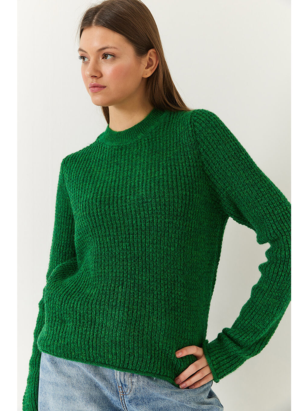 Yeşil Kadın Triko Kazak-3