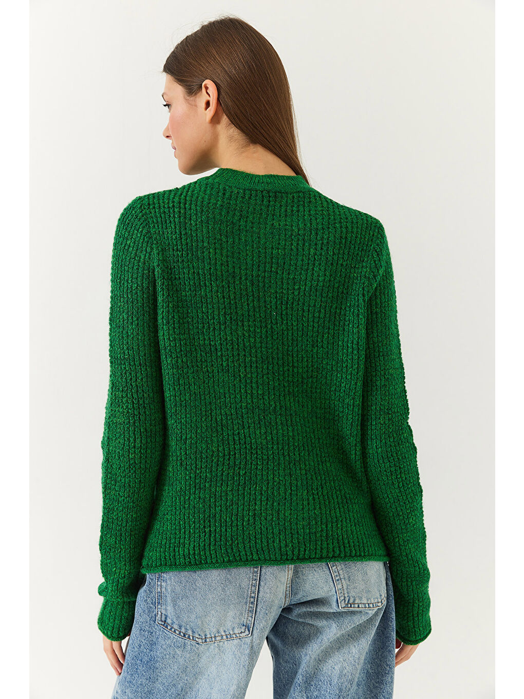 Yeşil Kadın Triko Kazak-5