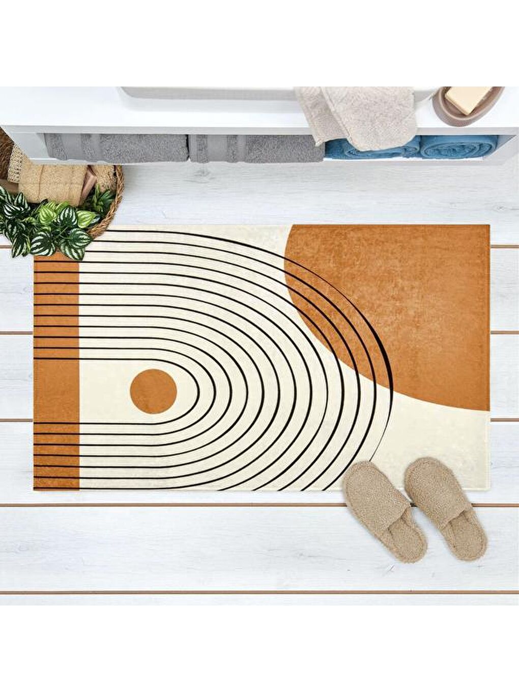 Beyaz Soft Bohem Banyo Paspası - Renkli - 60x100 cm