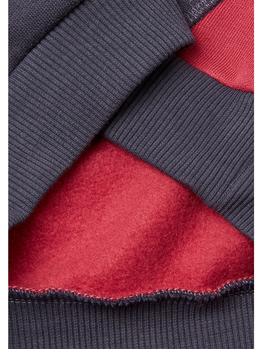 Erkek Çocuk Bordo-Gri Önü Logo Baskılı Cepli Bisiklet Yaka Regular Fit Sweatshirt-2