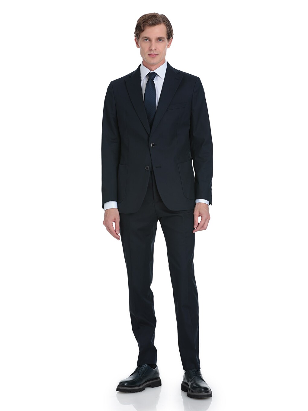 Lacivert Comfort Fit Mono Yaka Klasik Takım Elbise