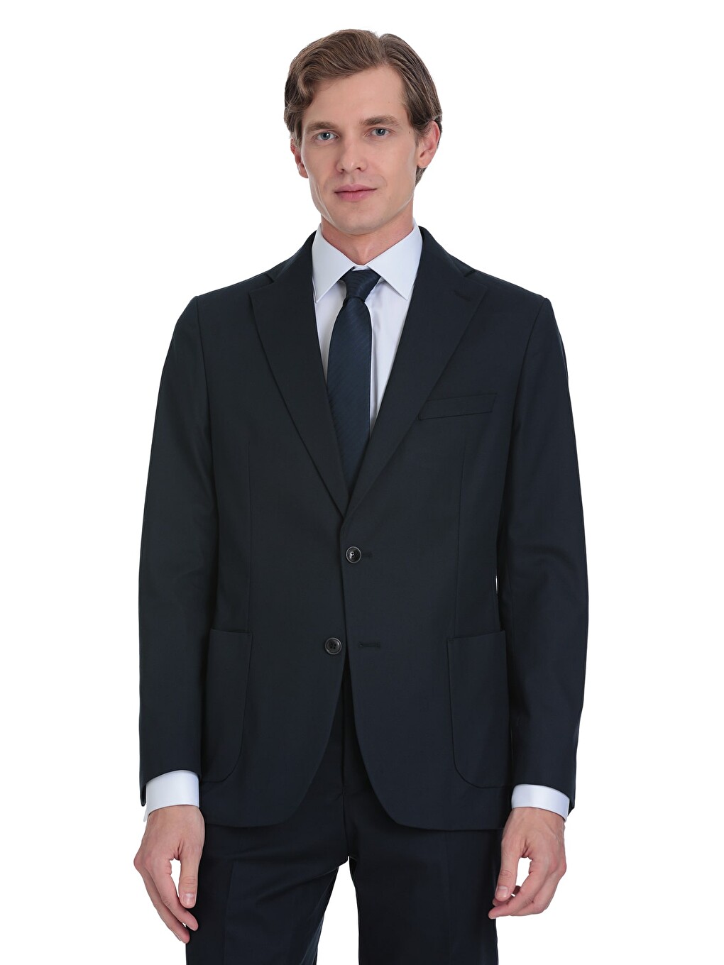 Lacivert Comfort Fit Mono Yaka Klasik Takım Elbise-1