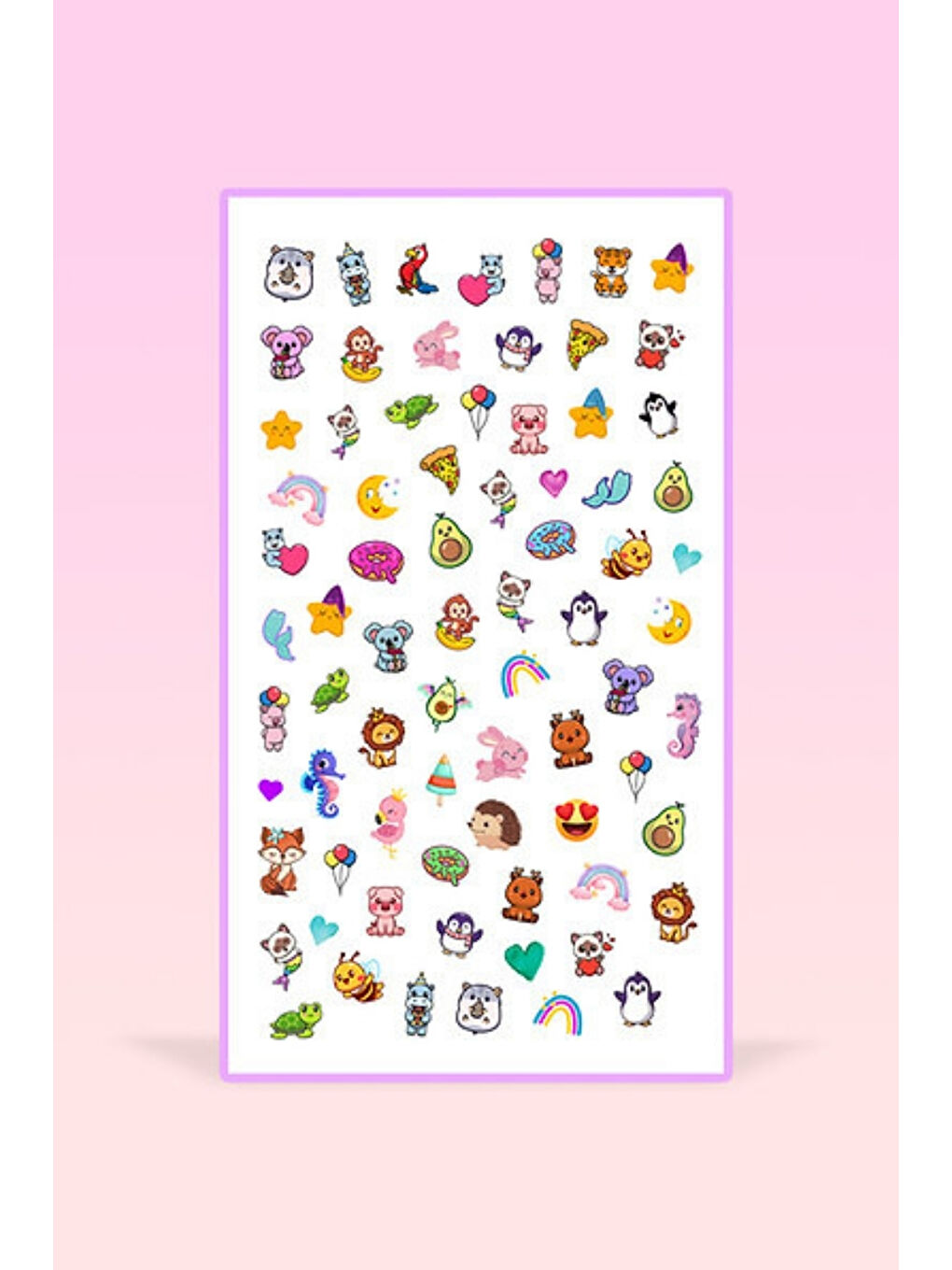 Çok Renkli  Hayvan Temalı Kız Çocuk Tırnak Sticker