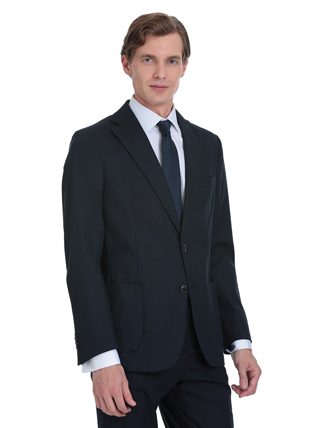 Lacivert Comfort Fit Mono Yaka Klasik Takım Elbise-2