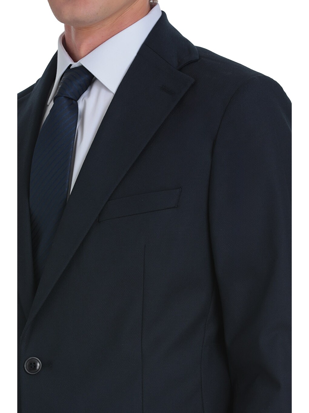 Lacivert Comfort Fit Mono Yaka Klasik Takım Elbise-4
