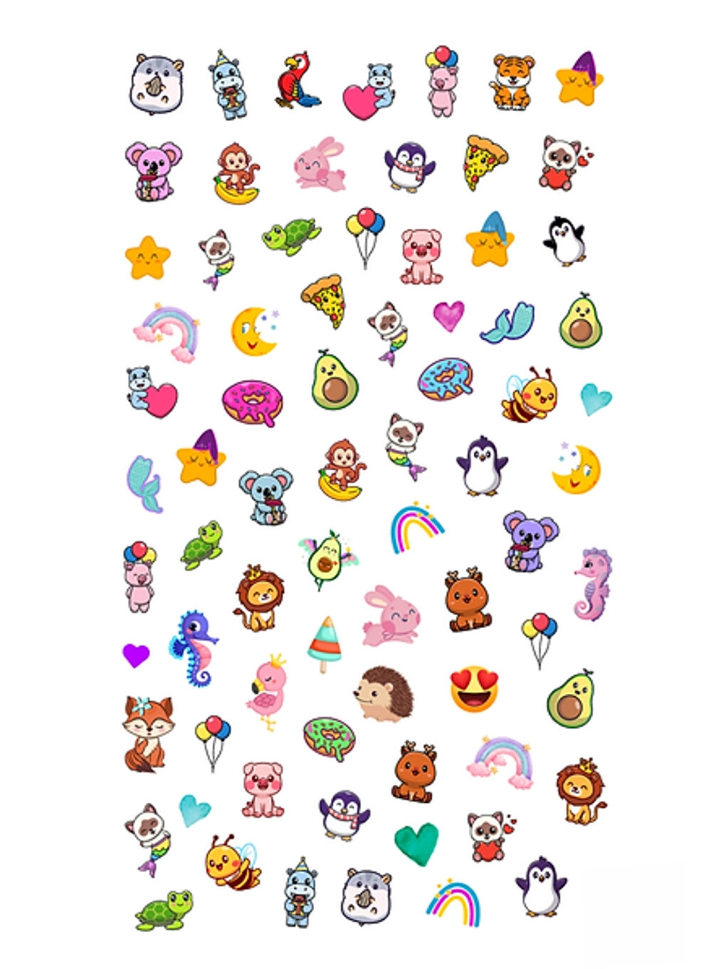 Çok Renkli  Hayvan Temalı Kız Çocuk Tırnak Sticker-1