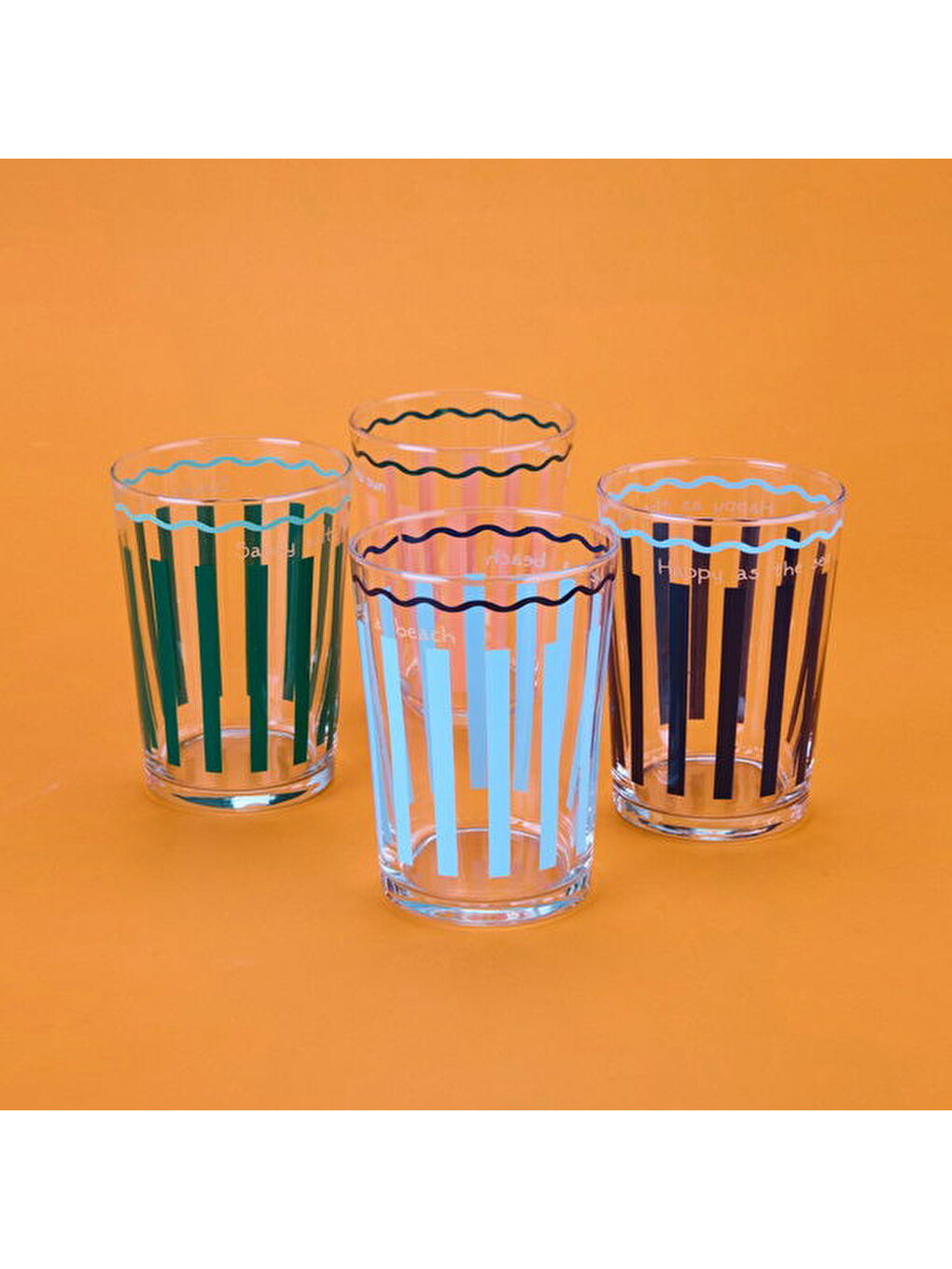 Karışık Retro Marine 4'lü Meşrubat Bardağı Seti - Asorti - 510 ml