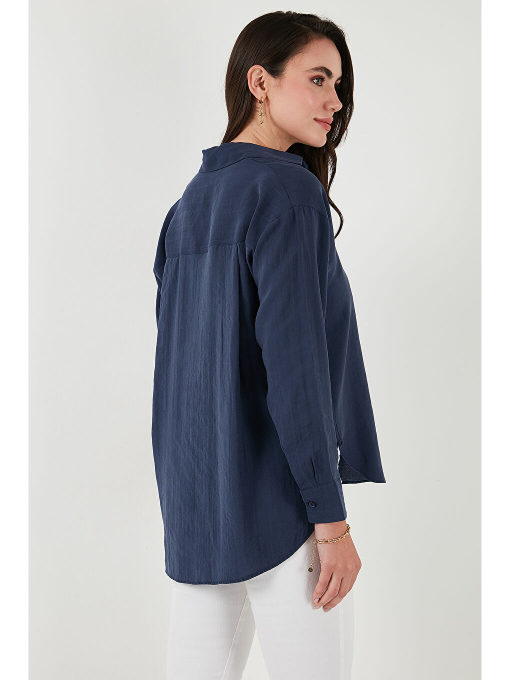 Lacivert Pamuk Karışımlı Regular Fit Ayıcık İşlemeli Gömlek 6773106-6