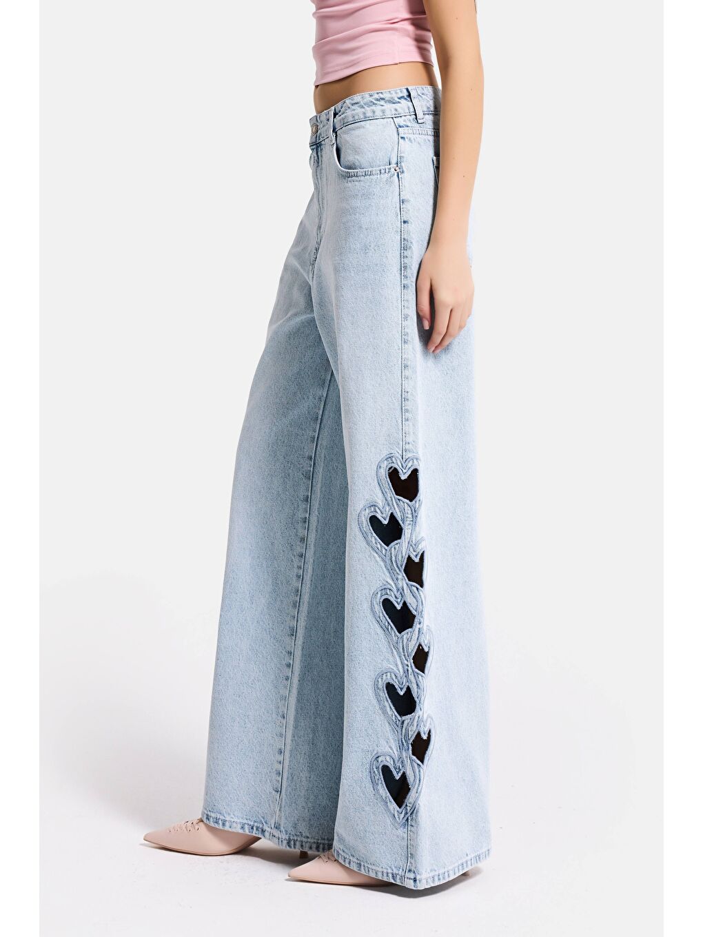 Mavi Kadın Ice 4s6-3 Süper Baggy Kalp Nakış Detaylı Özel Tasarım Denim Jean-3