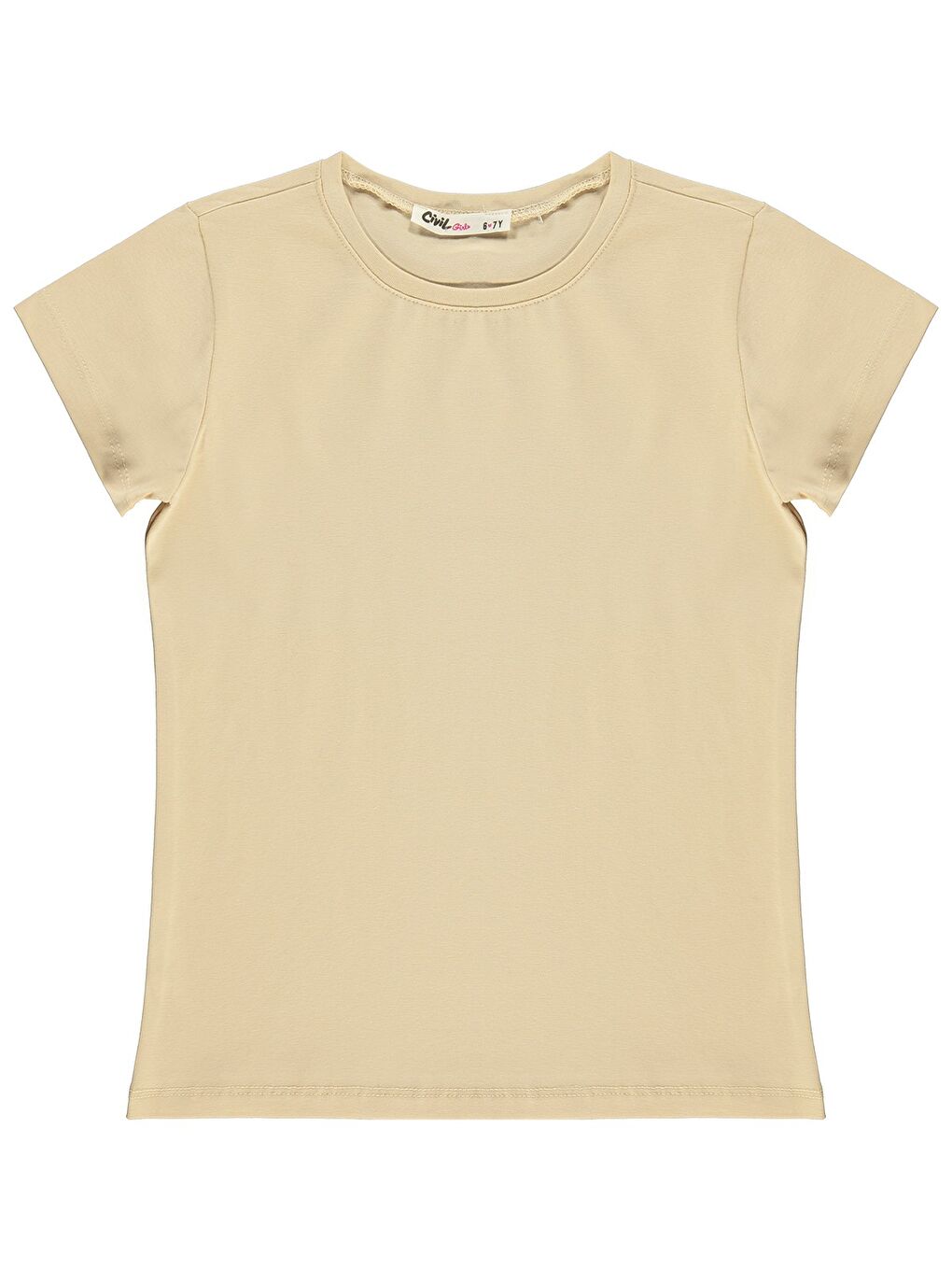 Girls Basic 6-9 Yaş Tişört - Bej