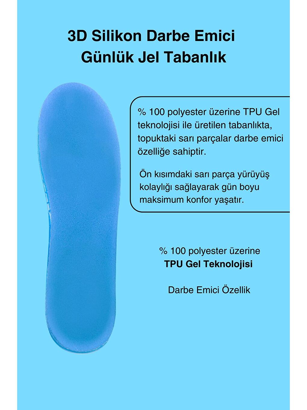 Letoon Mavi Kadın Günlük Jel Tabanlık - 2