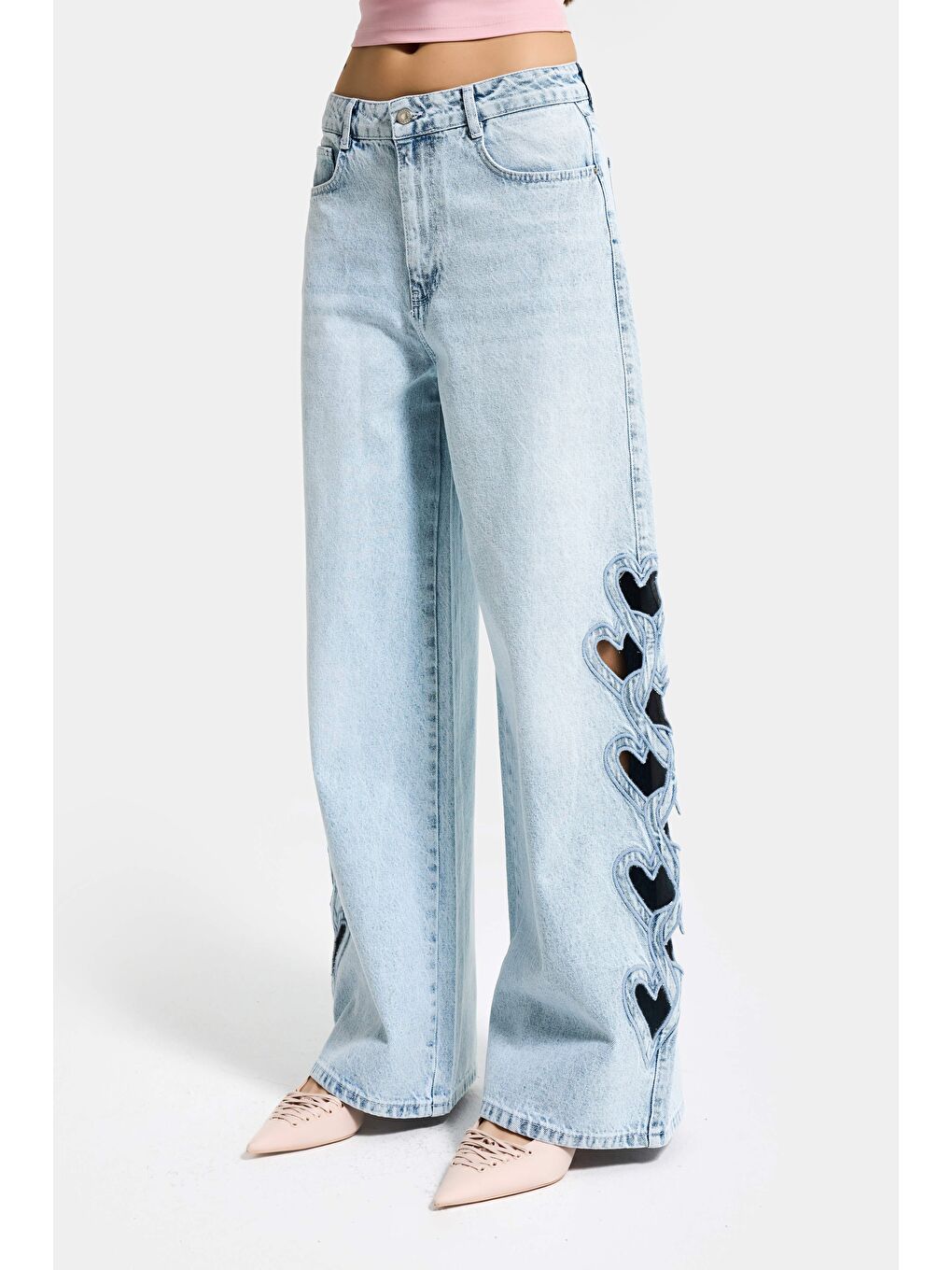Mavi Kadın Ice 4s6-3 Süper Baggy Kalp Nakış Detaylı Özel Tasarım Denim Jean-6