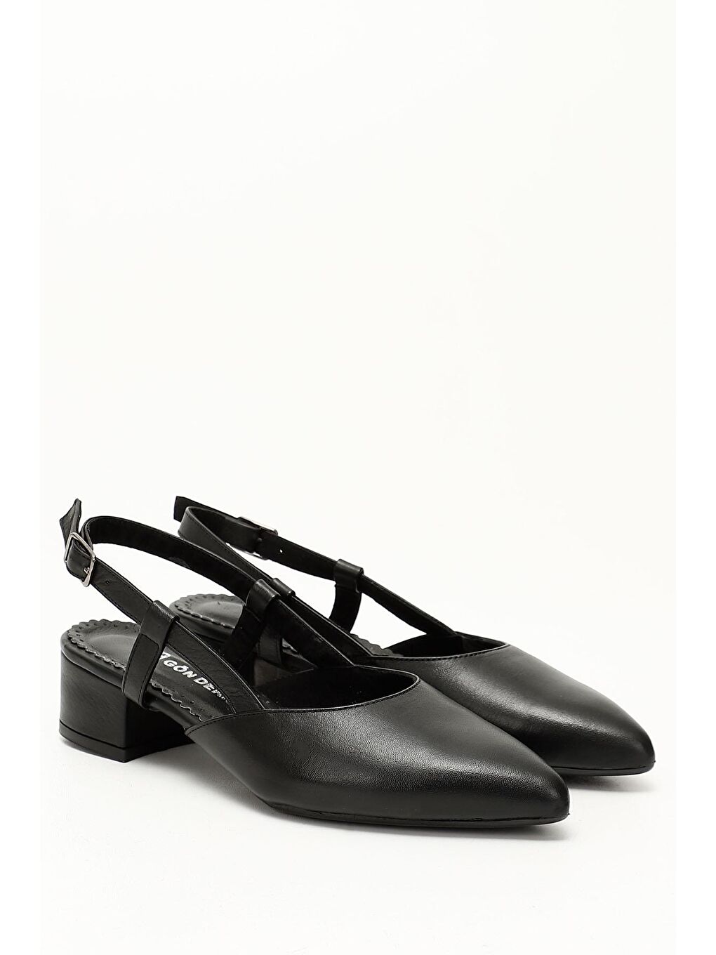 Mor ZÜMRÜT-SİYAH  Hakiki Deri Sivri Burun Kısa Kalın Topuklu Arkası Açık Kadın Yazlık Ayakkabı 24257-1