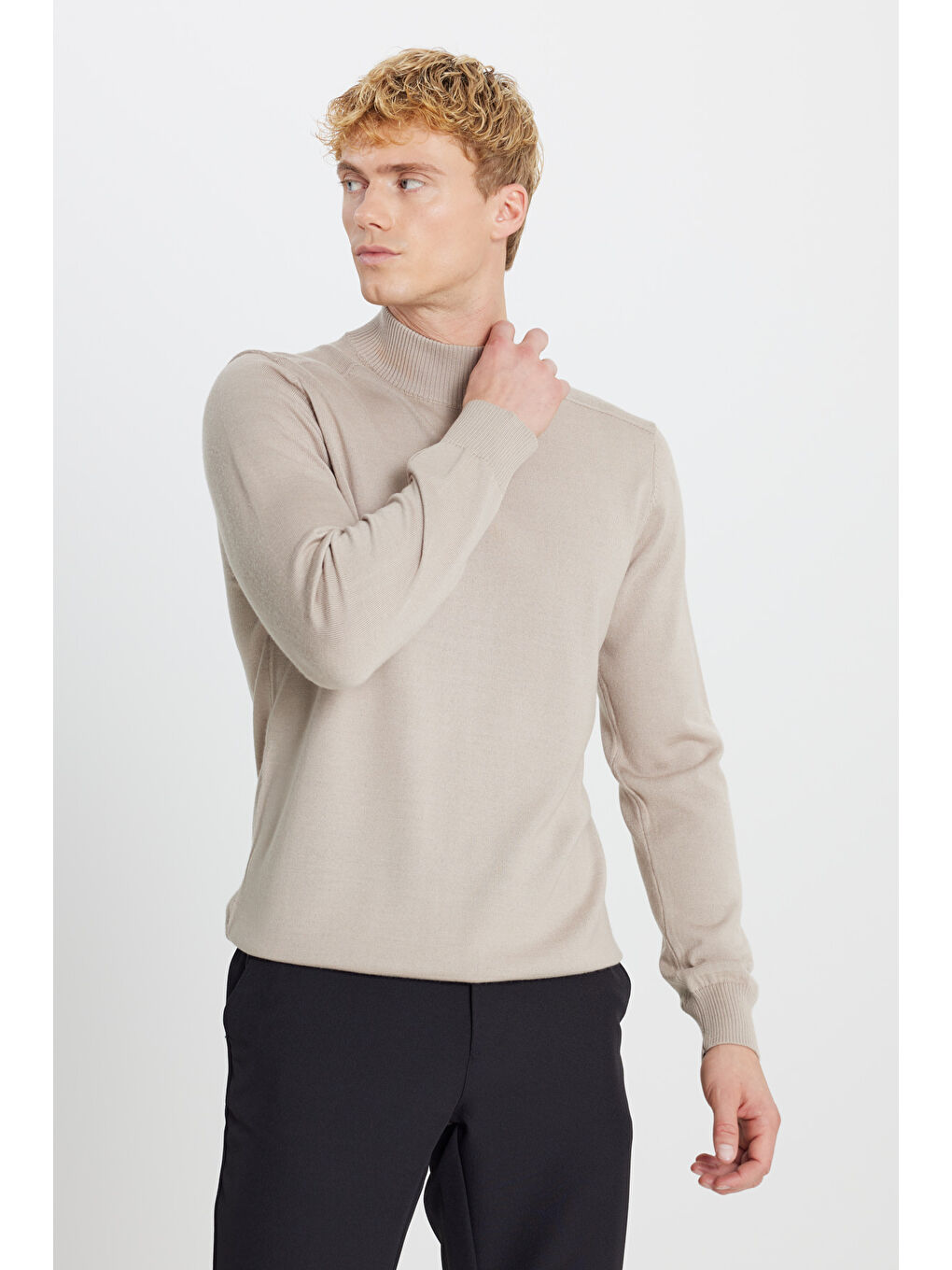 Erkek Bej Melanj Triko Kazak-2