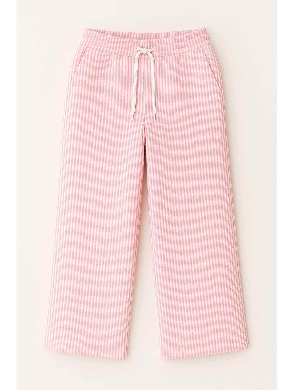 Pembe Kız Çocuk Bol Kesim Çizgili Pantolon 4-16 Yaş 11993